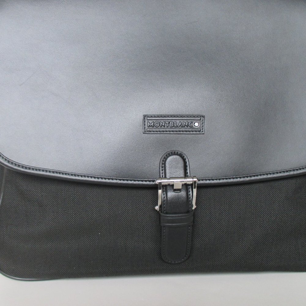 MONTBLANC LEATHER AND CANVAS UNISEX MESSENGER BAG BLACK NEW 106726
